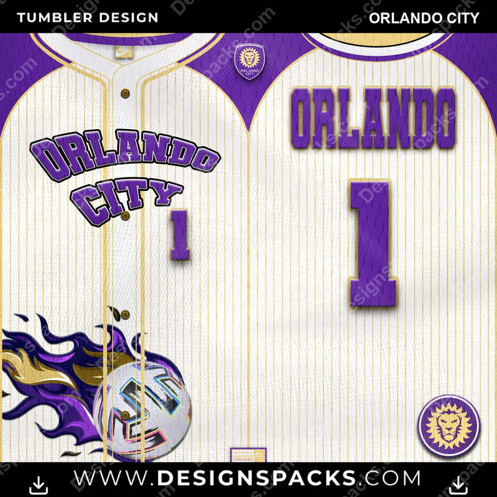 US Soccer Team Button-Up Jersey Orlando City Tumbler Digital Wrap Design Download