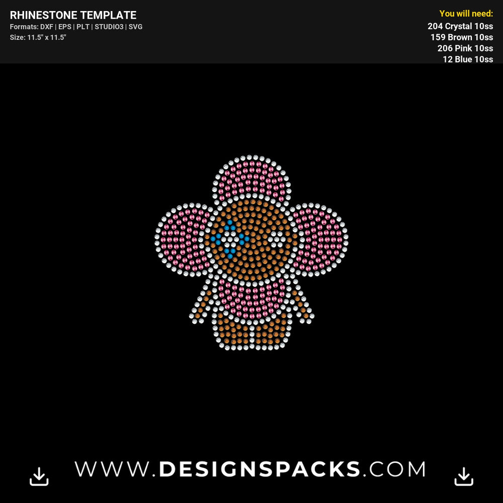 Small Louis Vuitton Vivienne Rhinestone Digital Template