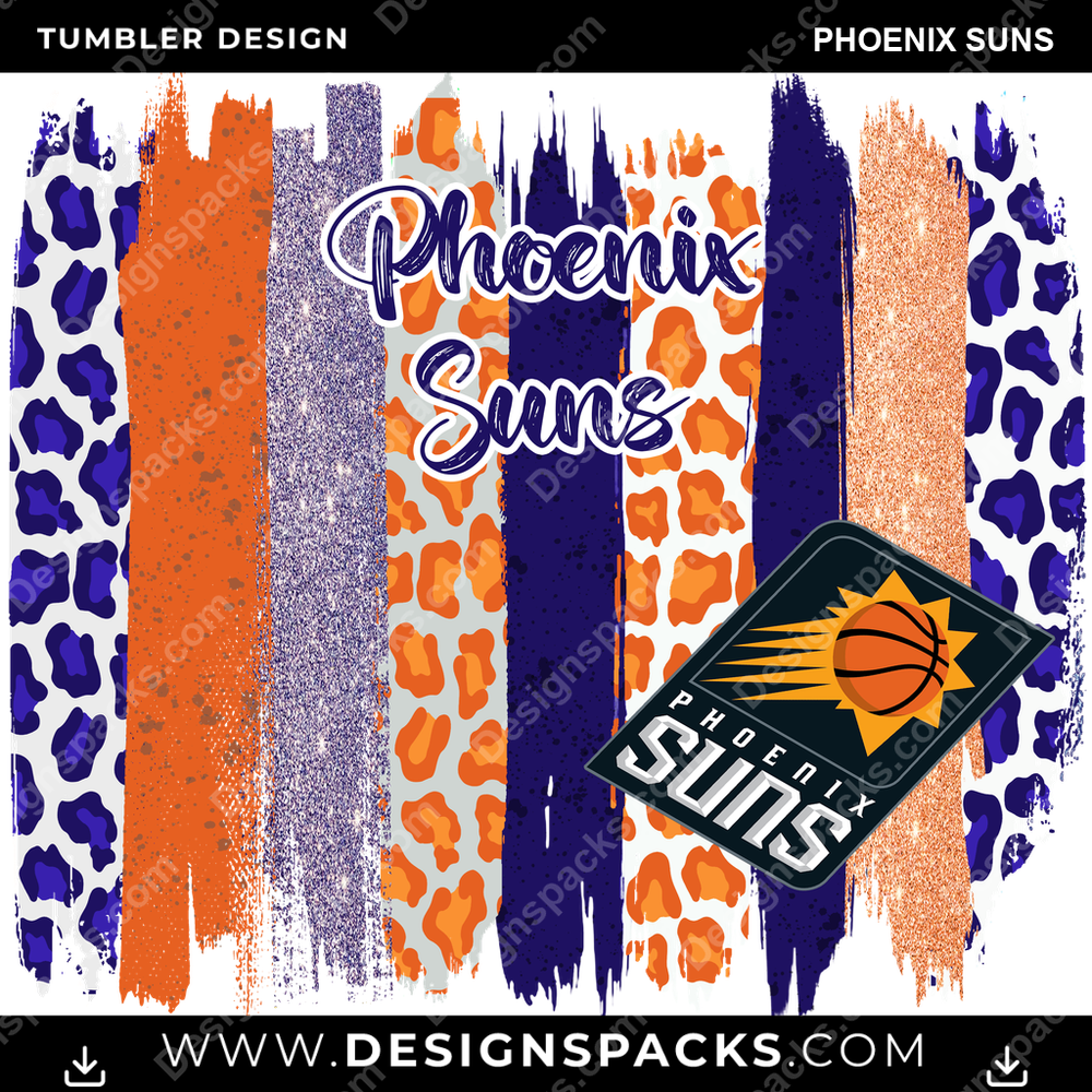 Basketball Brush Strokes Phoenix Suns Tumbler Digital Wrap Design