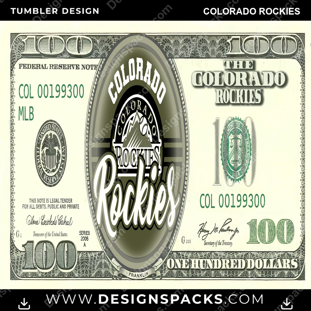 Baseball 100-Dollar-Schein Colorado Rockies Becher Digital Wrap Design