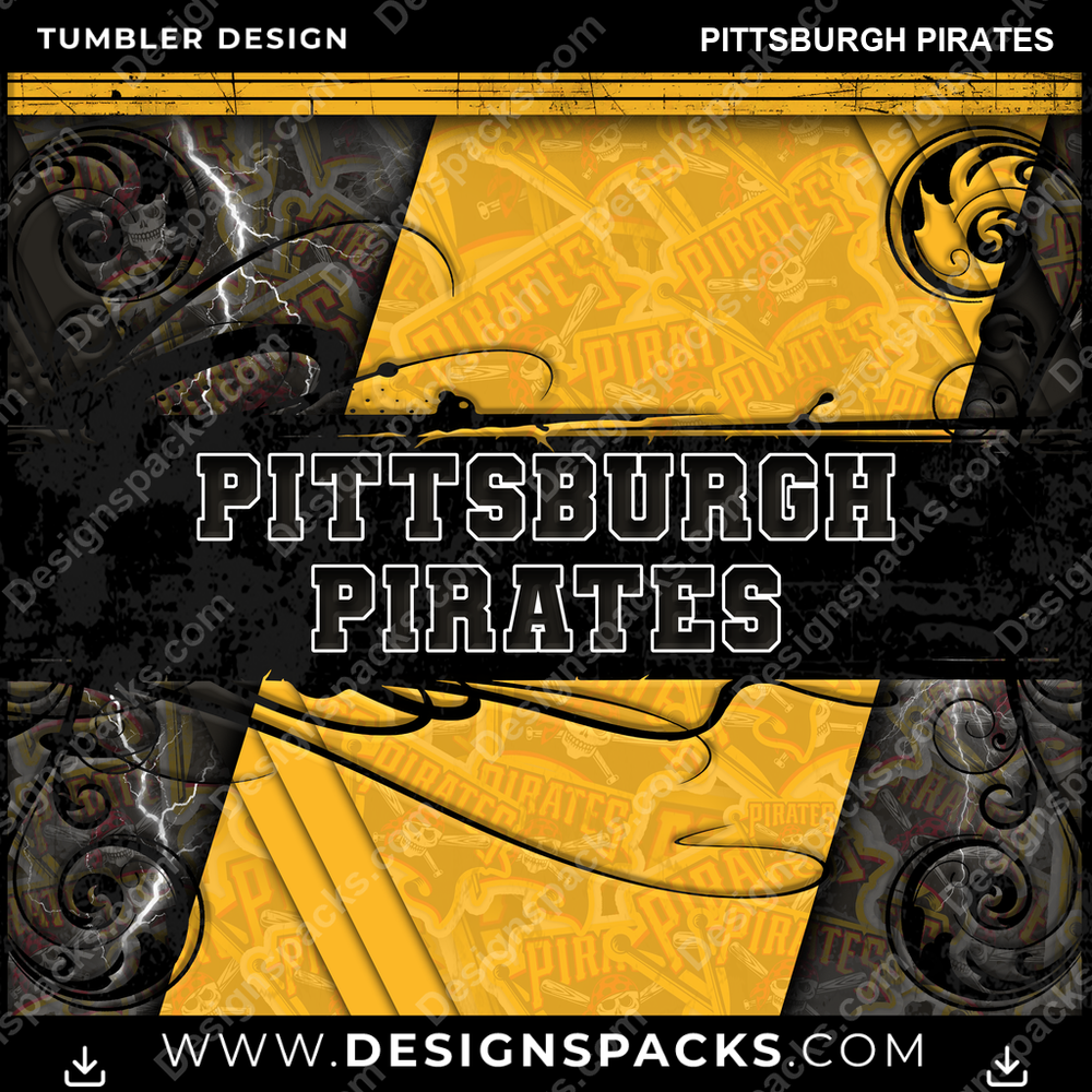 Baseball Elegant Pittsburgh Pirates Tumbler Digital Wrap Design