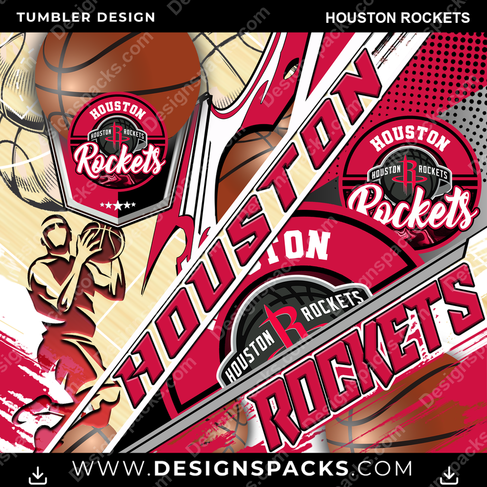 Basketball Silhouette Houston Rockets Tumbler Digital Wrap Design