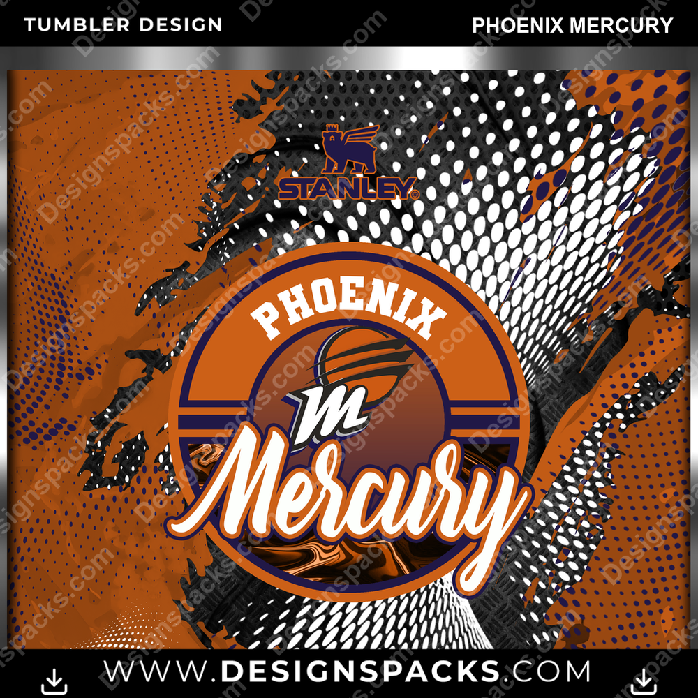 Basketball Stanley Phoenix Mercury Tumbler Digital Wrap Design