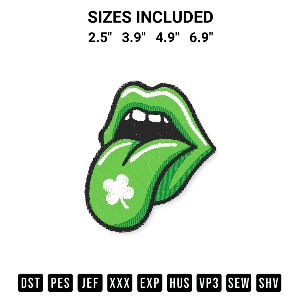 Get the St Patricks Day Lips Embroidery Design embroidery design for your custom crafts! Premium digitized files available for instant download at Designspacks.com. Available sizes: 2.5", 3.9", 4.9", 6.9".