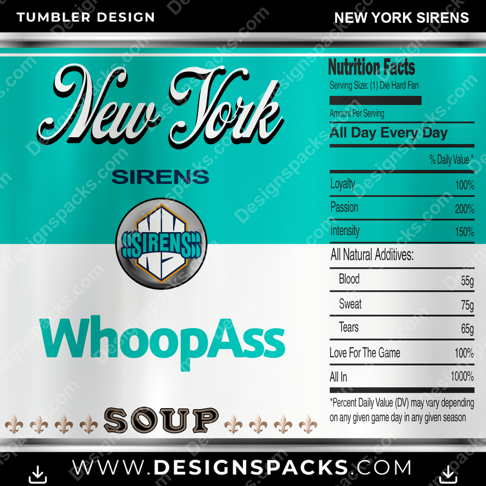 Hockey Soup Can New York Sirens NHL Hockey Tumbler Digital Wrap Design Download