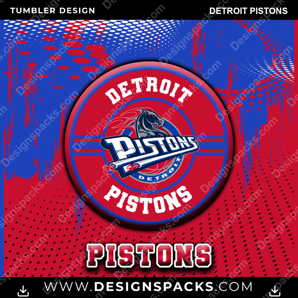 Basketball Dot Logo Detroit Pistons Tumbler Digital Wrap Design