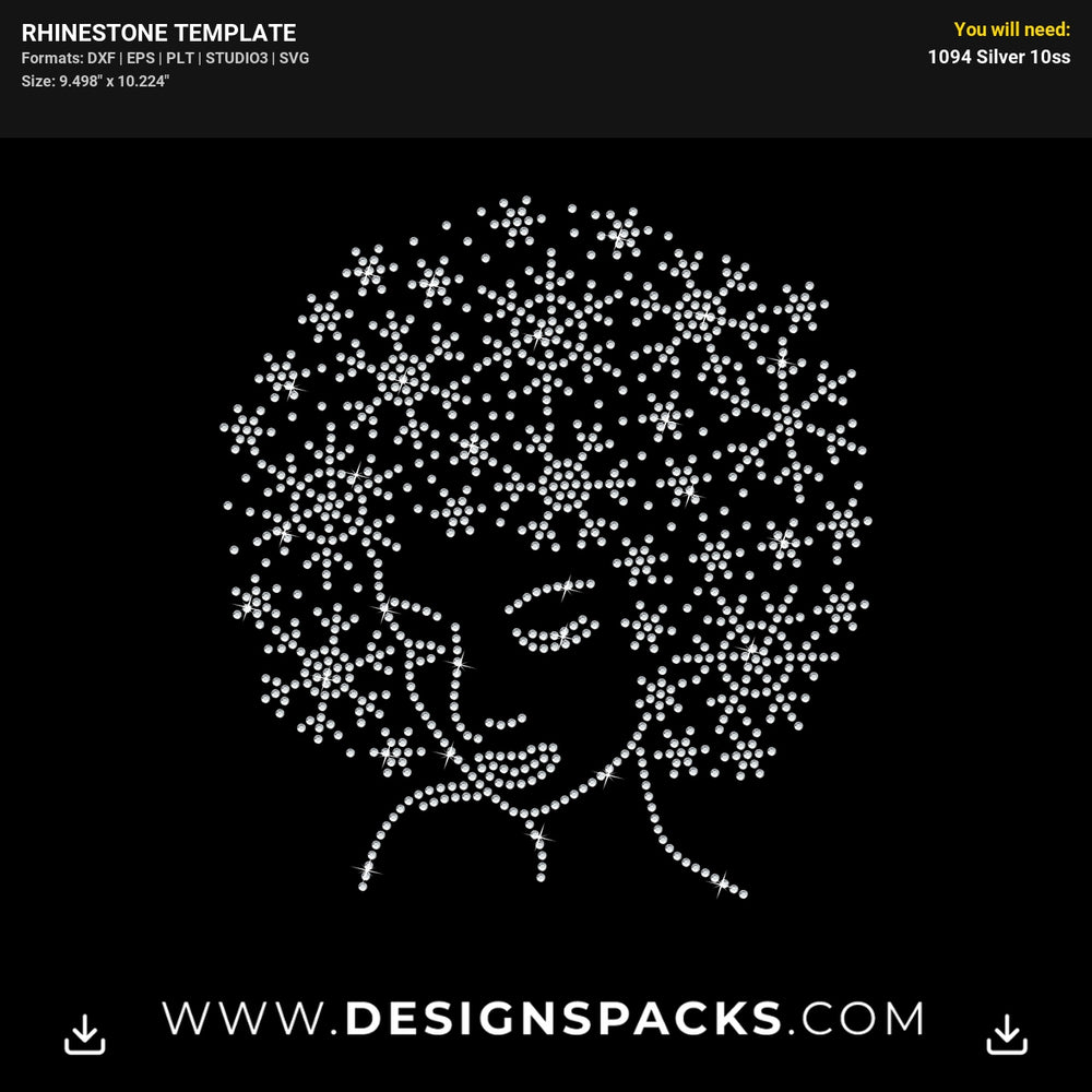 Snowflake Woman Face Rhinestone Digital Template