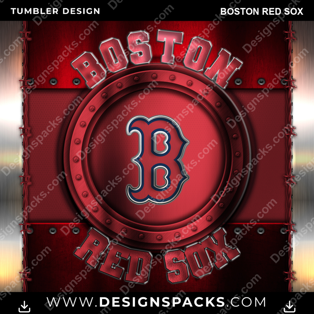 Baseball Metal Boston Red Sox Tumbler Digital Wrap Design