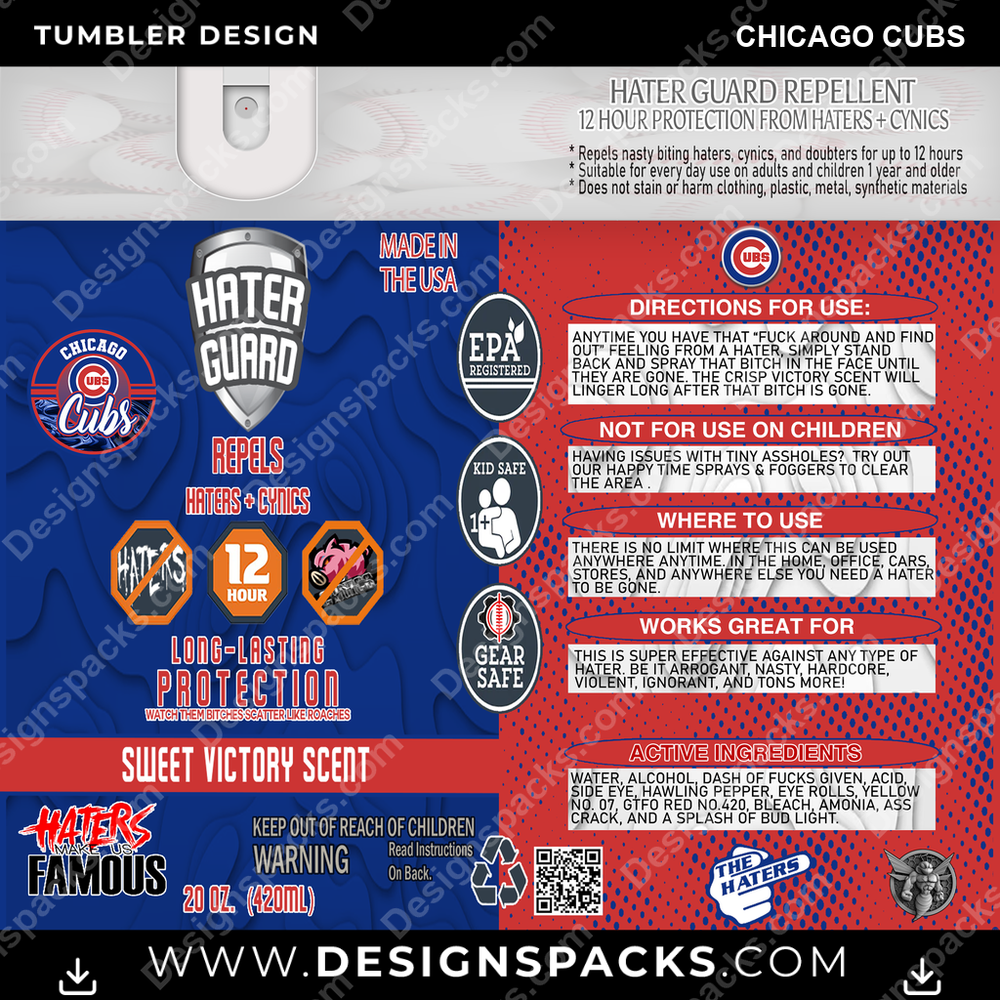Baseball Hater Guard Chicago Cubs Tumbler Digital Wrap Design