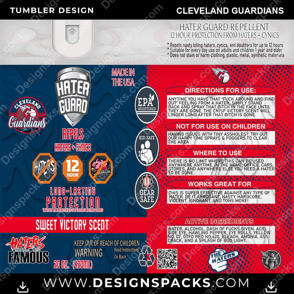 Baseball Hater Guard Cleveland Guardians Tumbler Digital Wrap Design