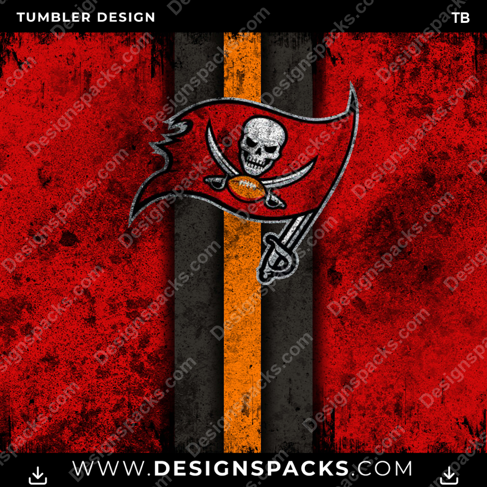 Football Grunge Style TB Tumbler Digital Wrap Design