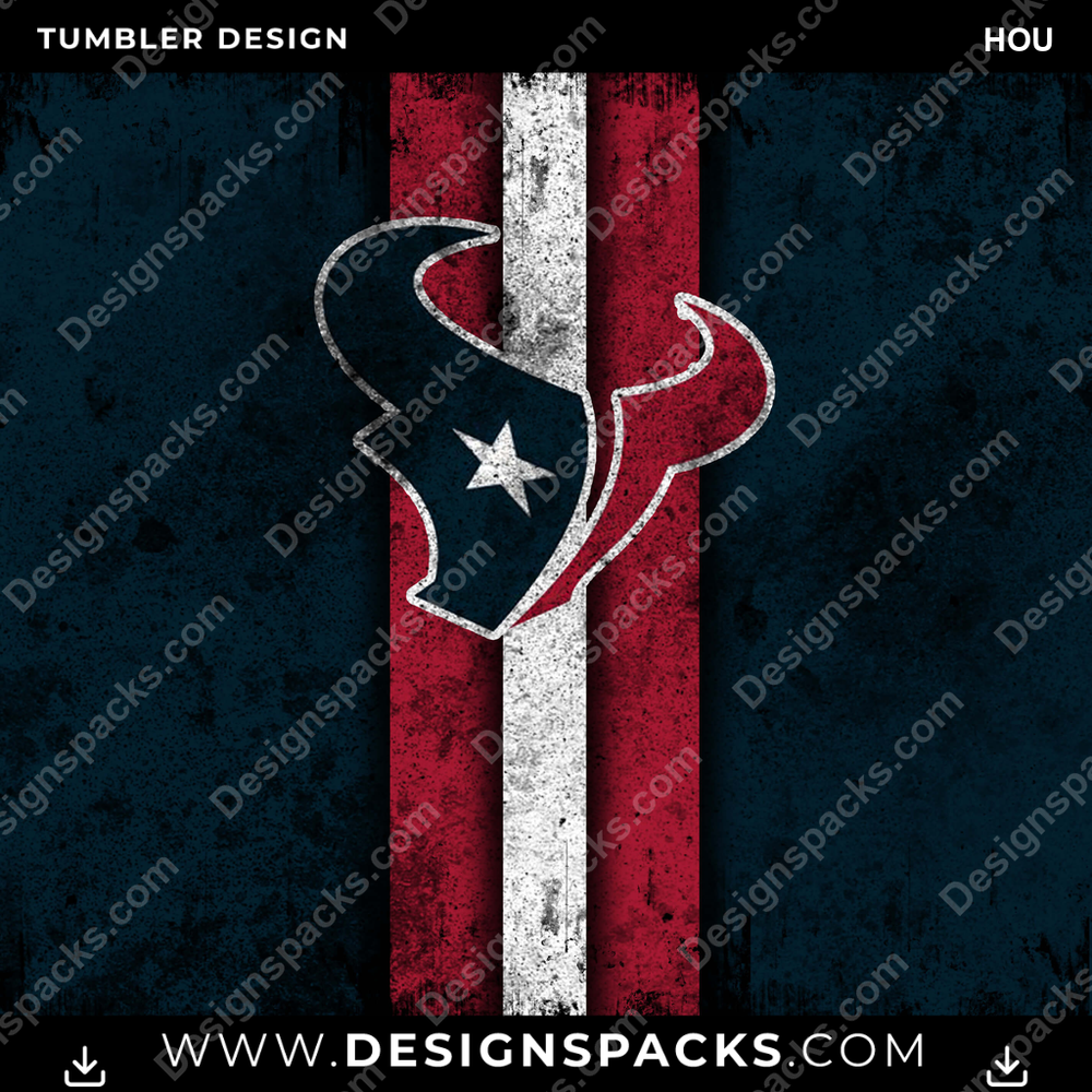 Football Grunge Style HOU NFL Football Tumbler Digital Wrap Design Download