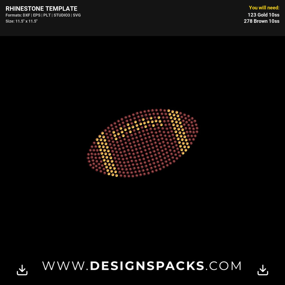 Small Football Ball Number Rhinestone Digital Template