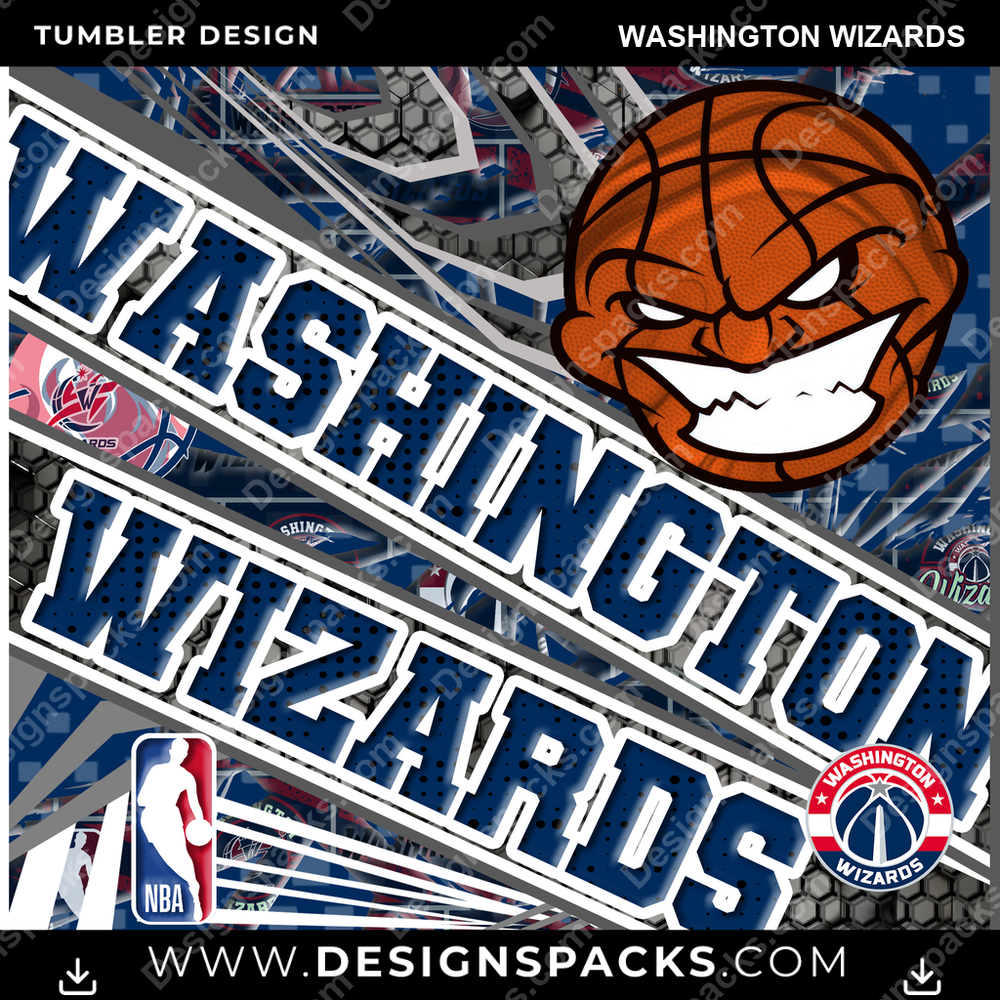 Basketball Angry Sports Washington Wizards NBA Basketball Tumbler Digital Wrap Design Download