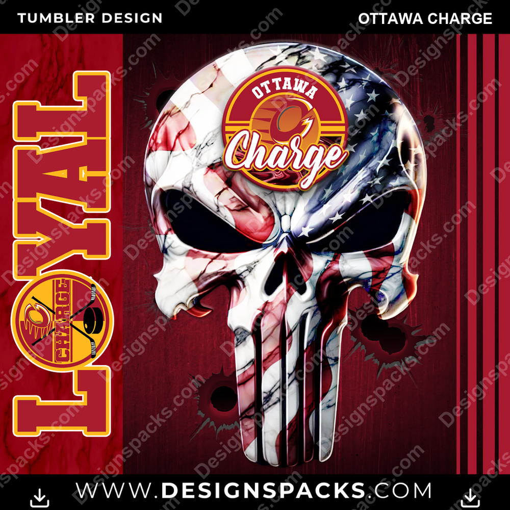 Hockey Skull Ottawa Charge Tumbler Digital Wrap Design
