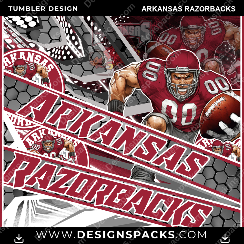 College Sport Fathead Arkansas Razorbacks Tumbler Digital Wrap Design