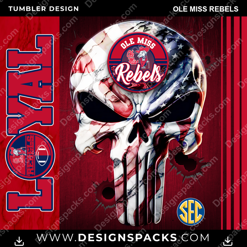 College Sport Loyal Ole Miss Rebels NCAA College Sport Tumbler Digital Wrap Design Download