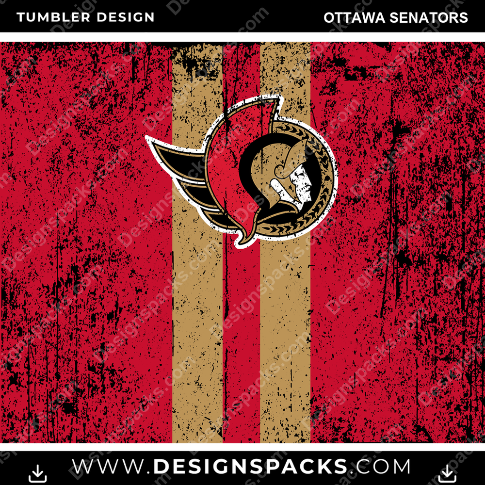 Ice Hockey Grunge Style Ottawa Senators NHL Hockey Tumbler Digital Wrap Design Download