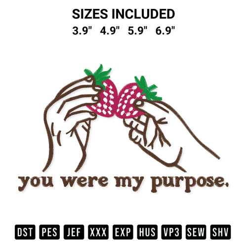Create amazing crafts with the You Were My Purpose Embroidery Design embroidery file. High-quality digital download from Designspacks.com, perfect for beginners and pros. Available sizes: 3.9