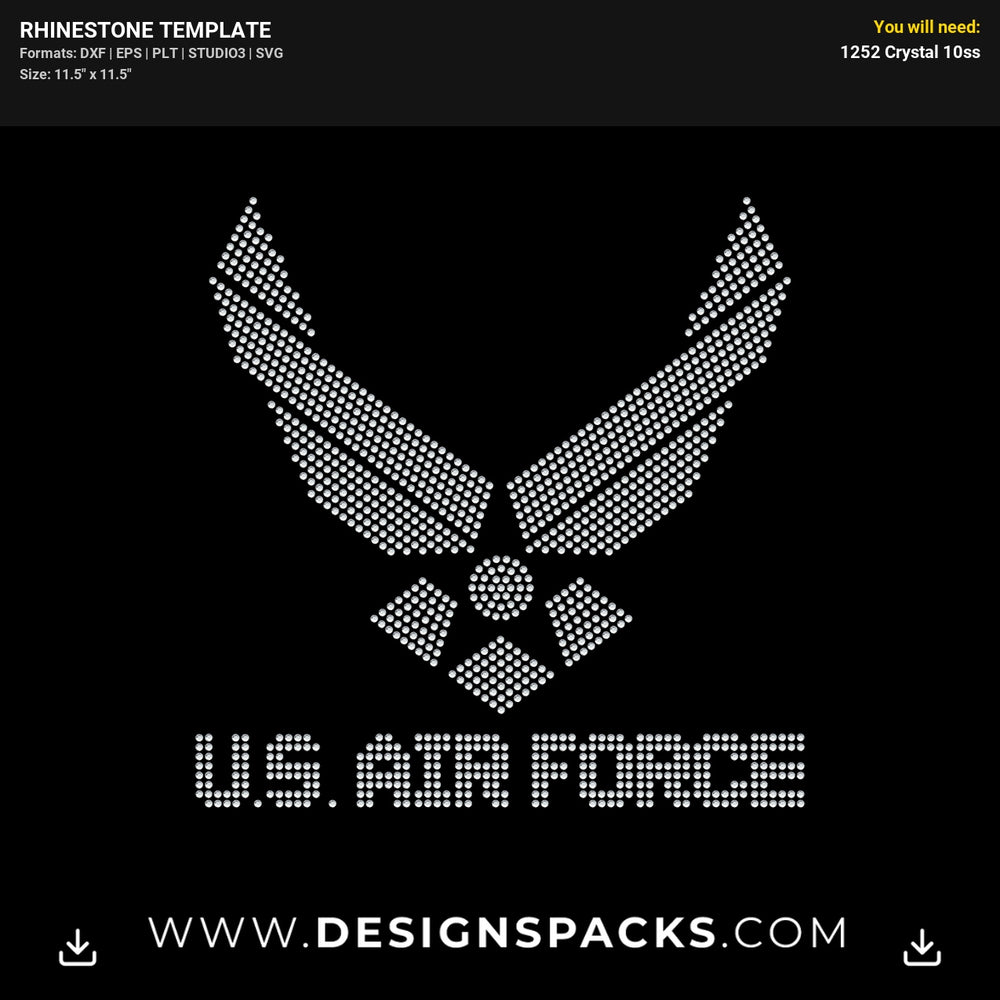 Us Air Force Symbol Rhinestone Digital Template