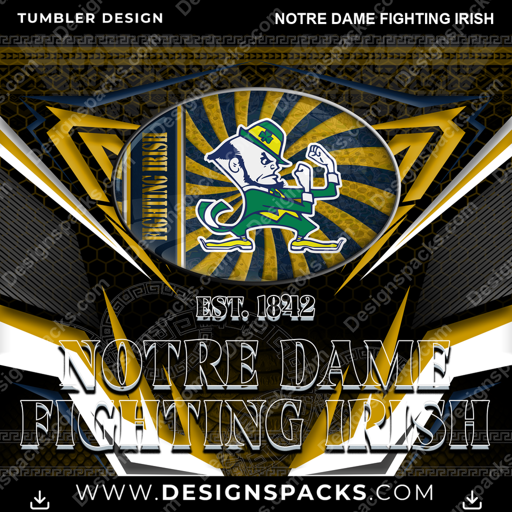 College Sport Tribal Notre Dame Fighting Irish Tumbler Digital Wrap Design