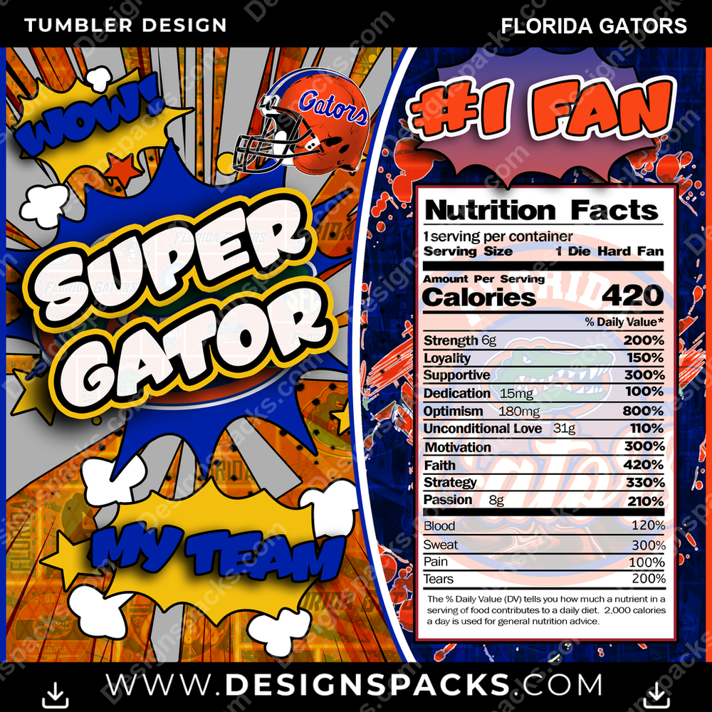 College Sport Super Team Florida Gators NCAA College Sport Tumbler Digital Wrap Design Download