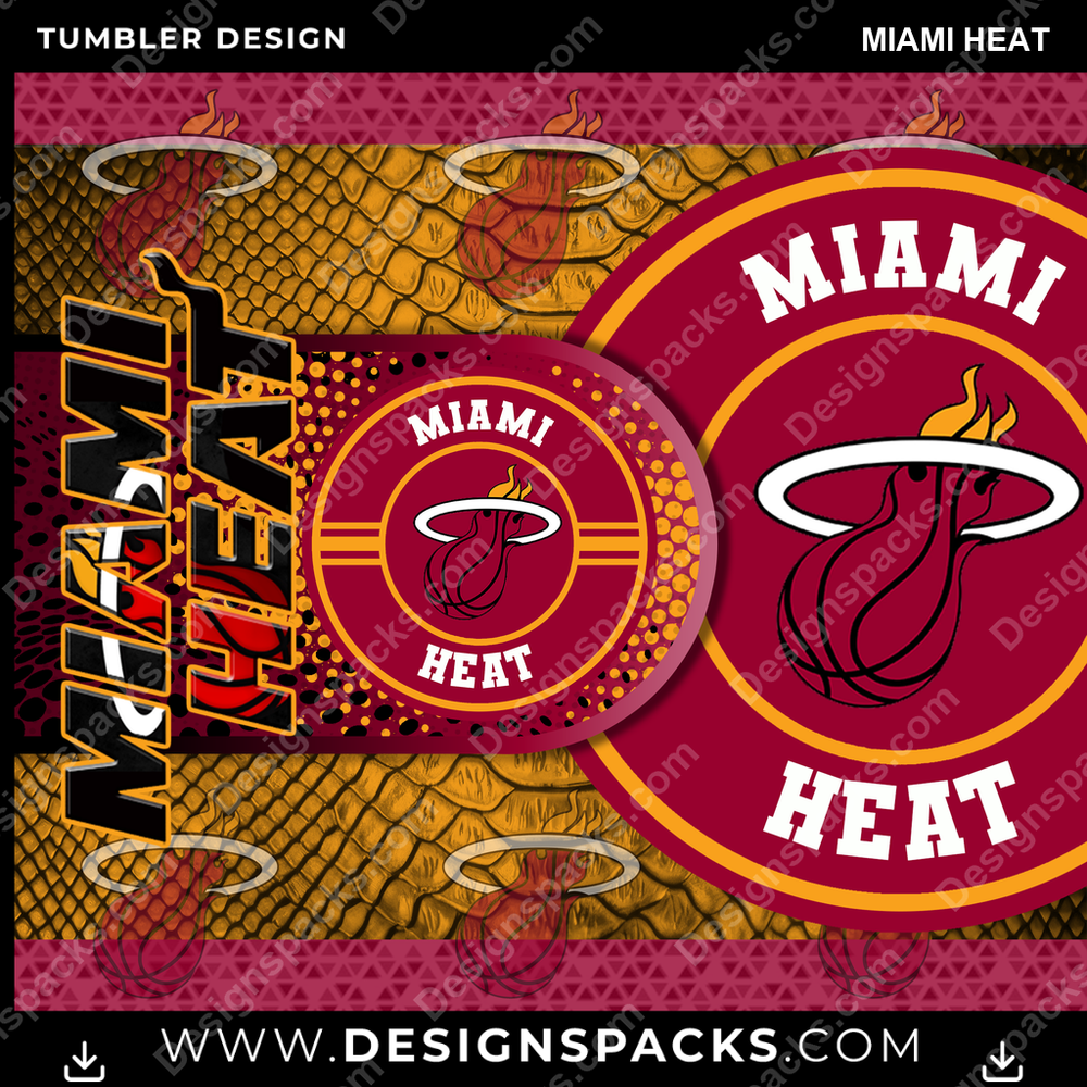 Basketball Hyper Miami Heat Tumbler Digital Wrap Design
