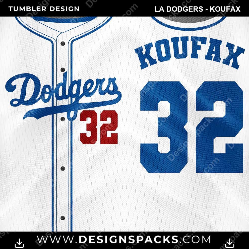 Baseball Jersey LA Dodgers - Koufax Tumbler Digital Wrap Design