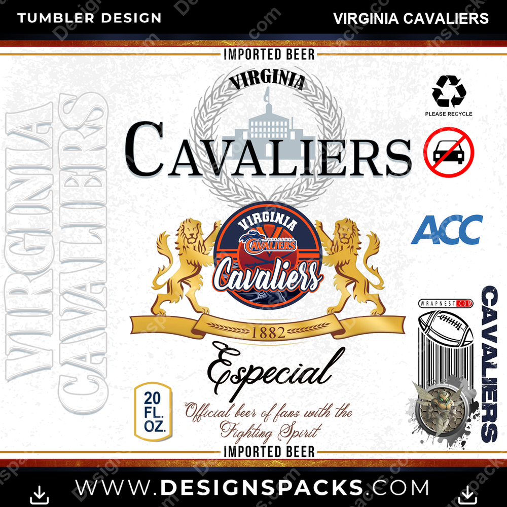 College Sport Modelo Virginia Cavaliers Tumbler Digital Wrap Design