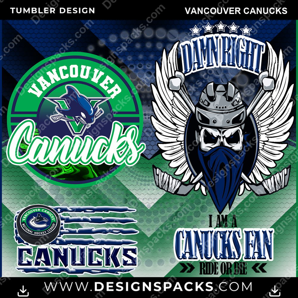 Hockey Skull Team Vancouver Canucks Tumbler Digital Wrap Design
