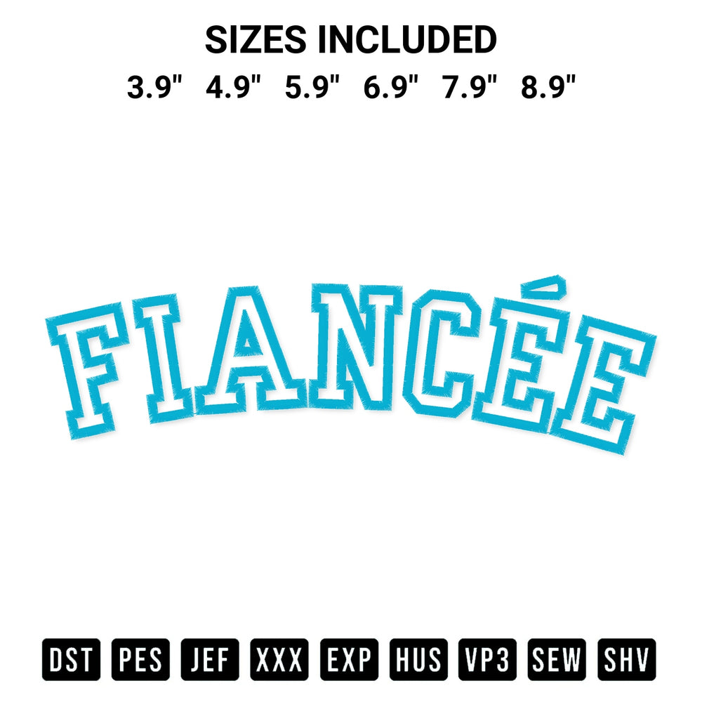 Download the Fiance Embroidery Design machine embroidery design exclusively at Designspacks.com. Premium digitized pattern for apparel and DIY crafts. Available sizes: 3.9", 4.9", 5.9", 6.9", 7.9", 8.9".