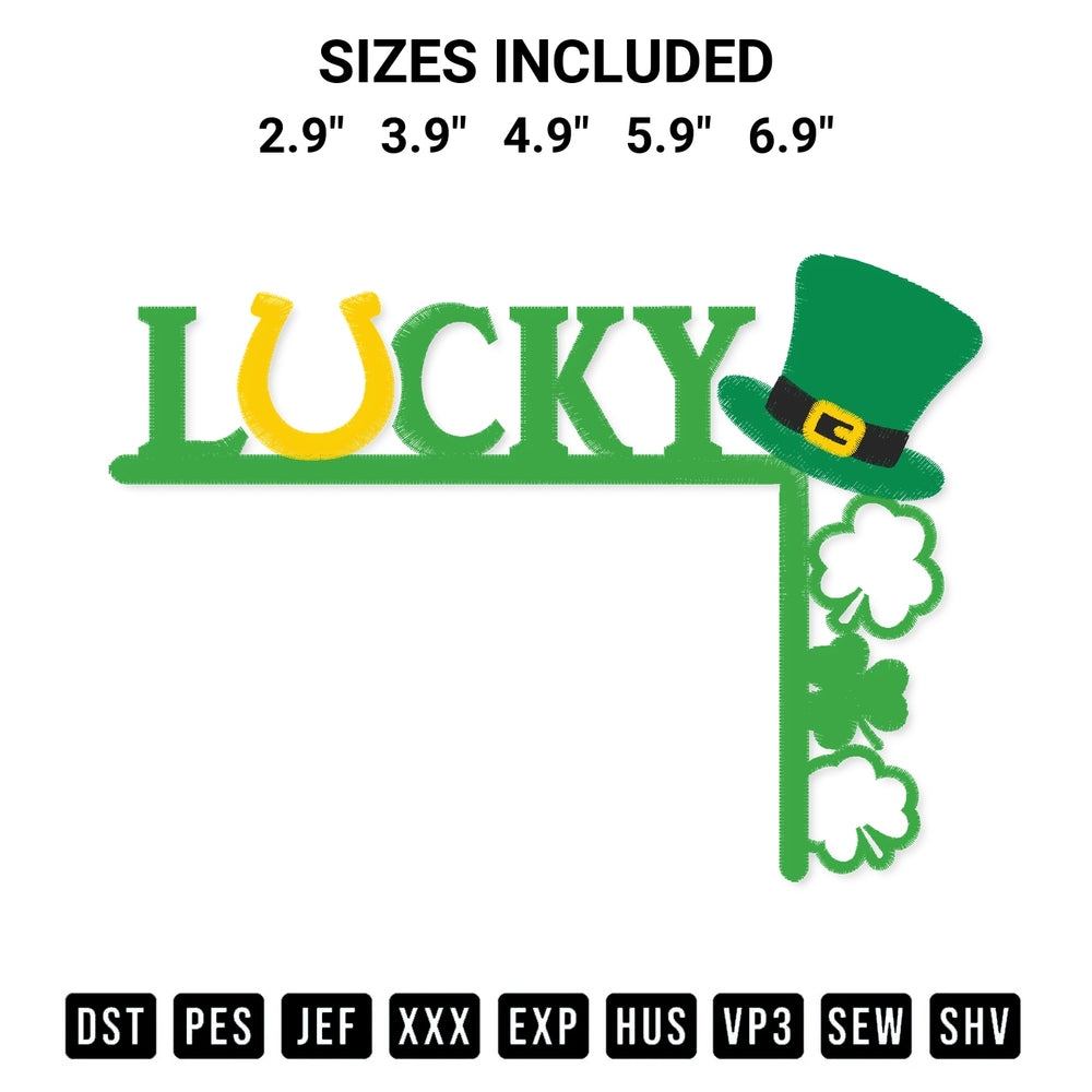 Stitch like a pro with the Lucky Door Corner Leprechaun Hat Embroidery Design embroidery pattern from Designspacks.com. High-quality digital machine embroidery file. Available sizes: 2.9", 3.9", 4.9", 5.9", 6.9".