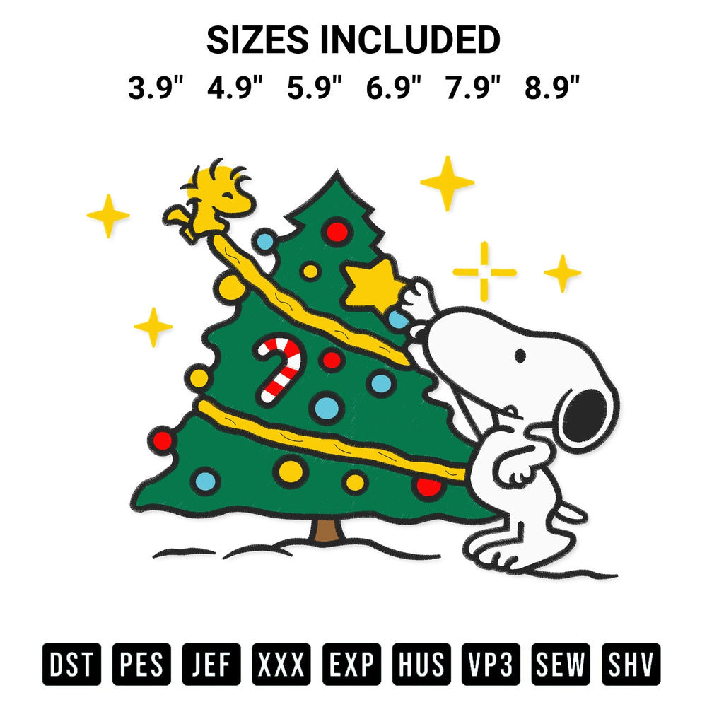 Elevate your next project with our Snoopy And Woodstock Decorating Christmas Tree Embroidery Design embroidery file. Shop high-quality digital patterns instantly at Designspacks.com. Available sizes: 3.9", 4.9", 5.9", 6.9", 7.9", 8.9".