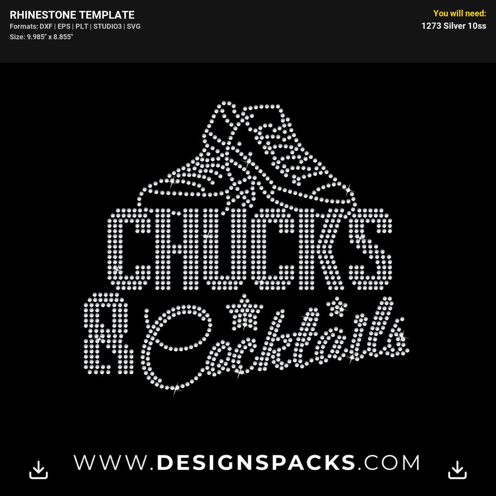 Chucks And Cocktails Rhinestone Digital Template