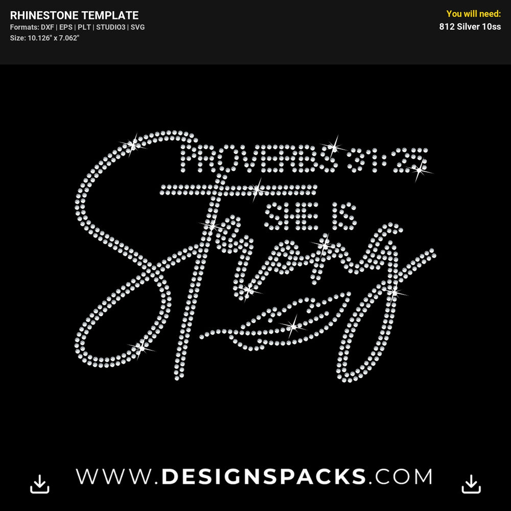 She Is Strong Rhinestone Digital Template