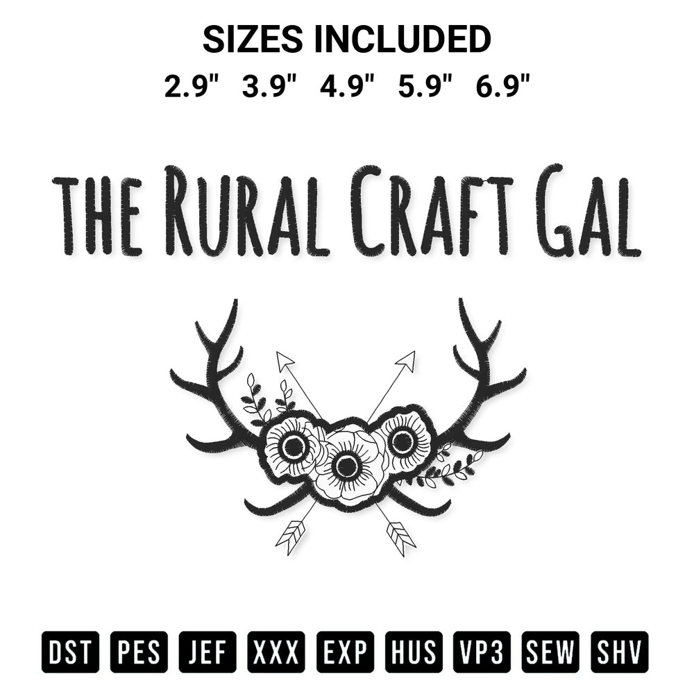 Stitch like a pro with the The Rural Craft Gal Embroidery Design embroidery pattern from Designspacks.com. High-quality digital machine embroidery file. Available sizes: 2.9", 3.9", 4.9", 5.9", 6.9".