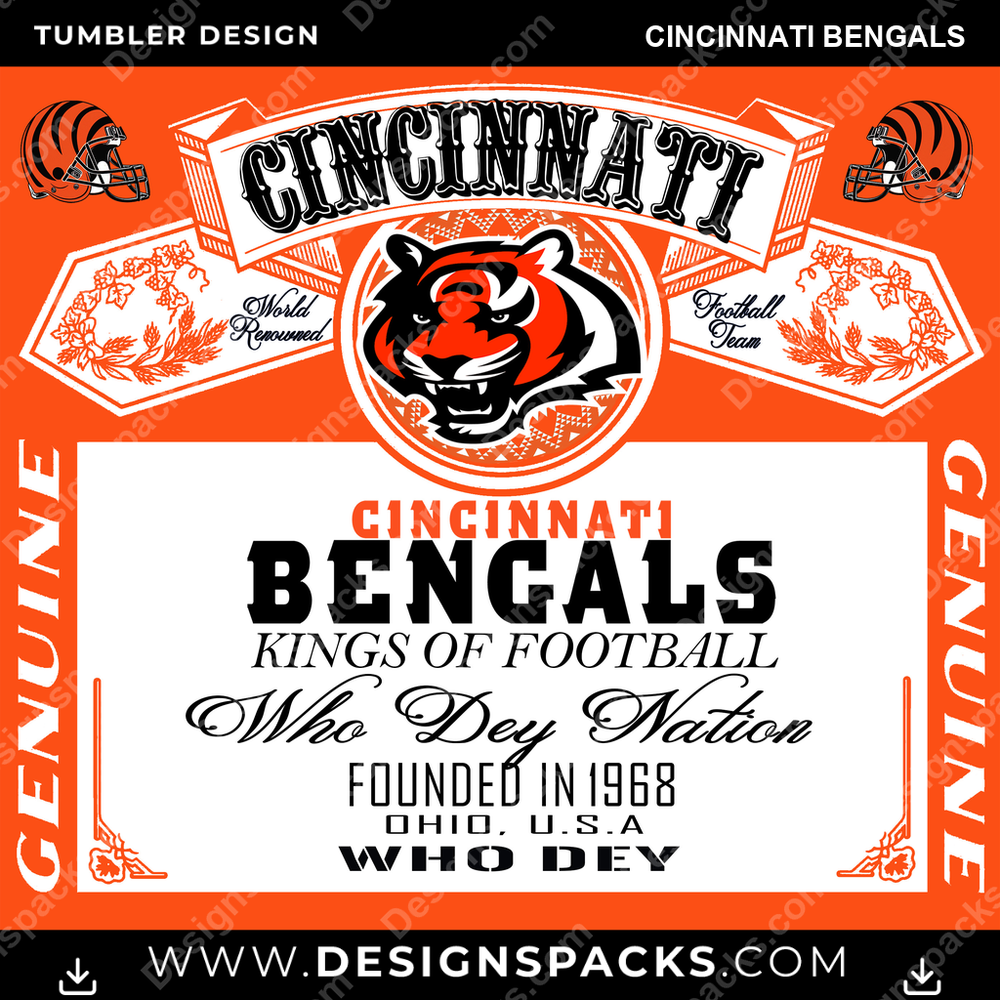 Football Bud Cincinnati Bengals Tumbler Digital Wrap Design