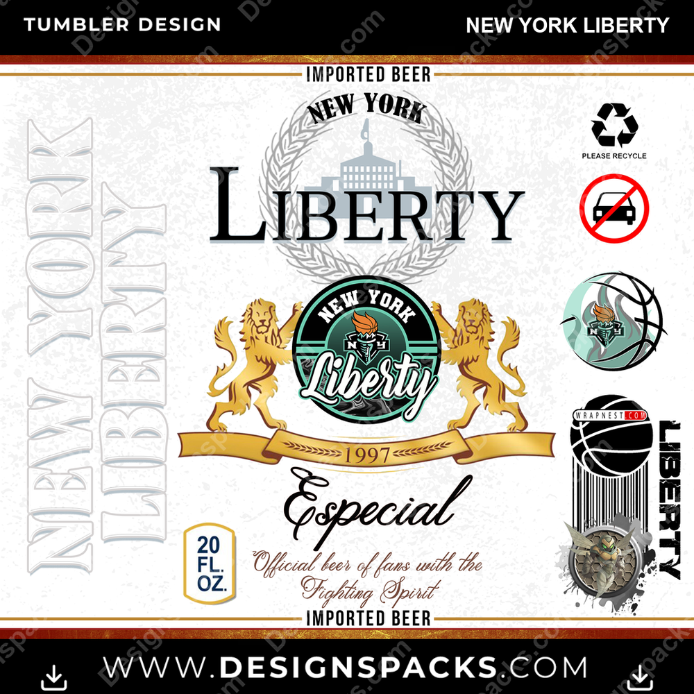Basketball Modelo New York Liberty Tumbler Digital Wrap Design