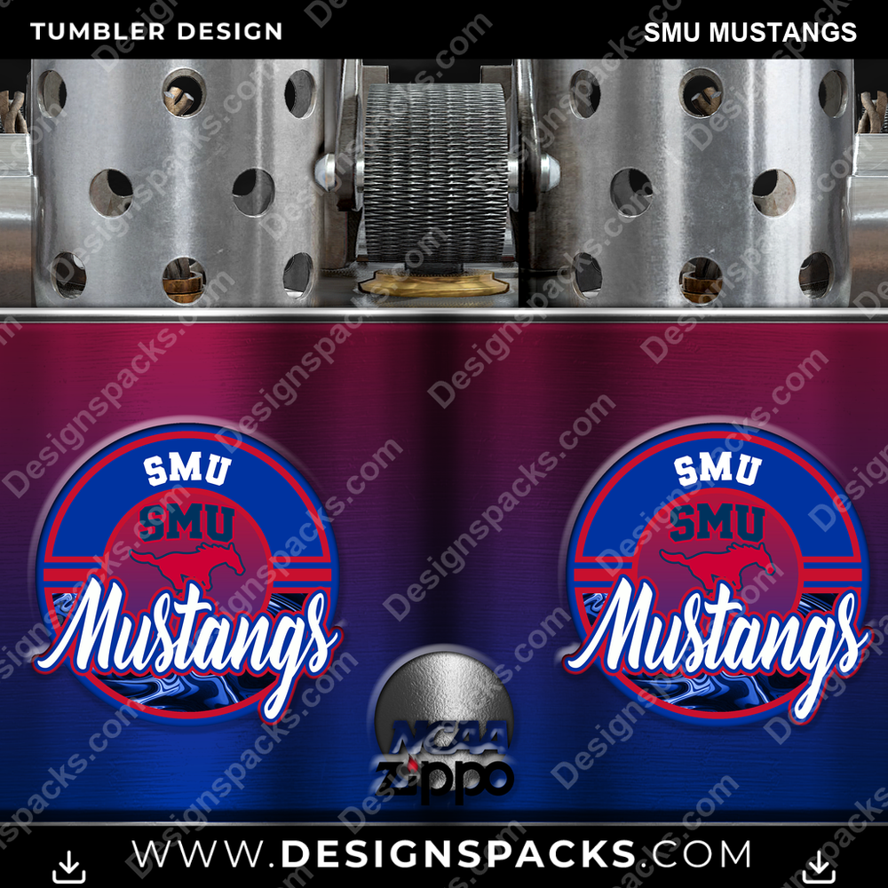 College Sport Zippo Lighter SMU Mustangs Tumbler Digital Wrap Design