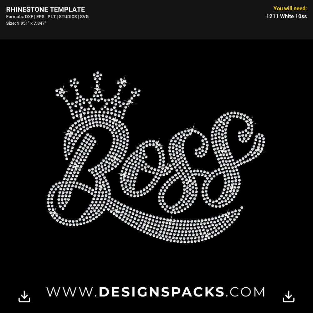 Boss Heart Crown Rhinestone Digital Template