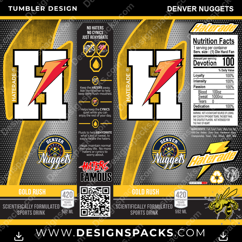 Basketball Haterade Denver Nuggets Tumbler Digital Wrap Design