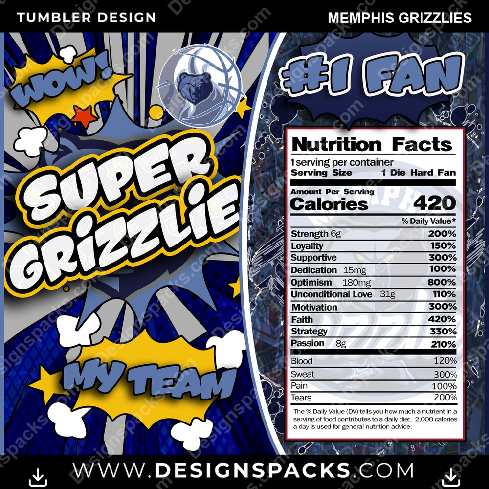 Basketball Super Team Memphis Grizzlies NBA Basketball Tumbler Digital Wrap Design Download
