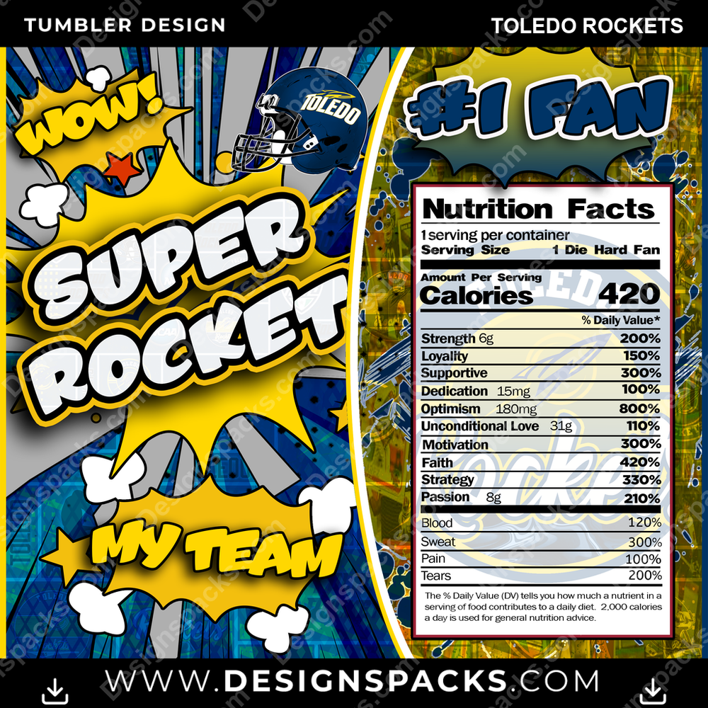 College Sport Super Team Toledo Rockets NCAA College Sport Tumbler Digital Wrap Design Download