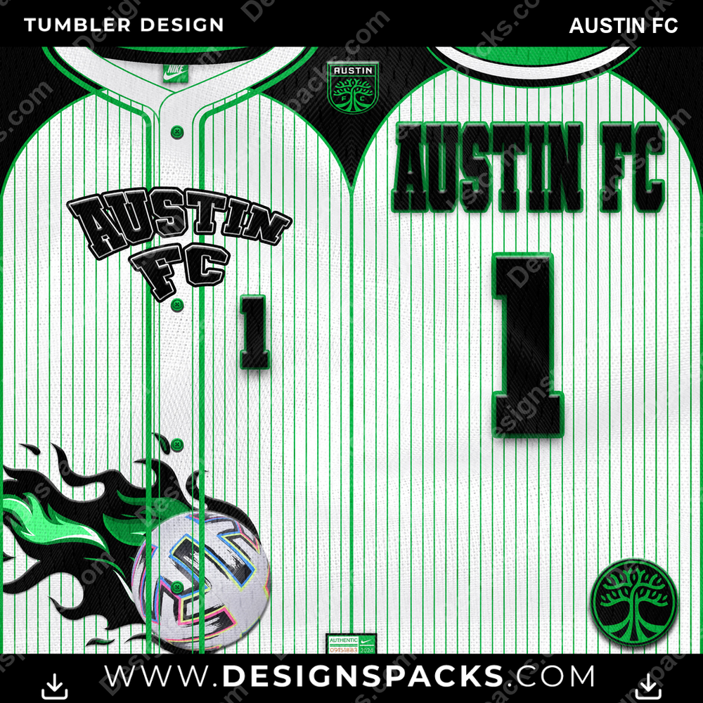 US Soccer Team Button-Up Jersey Austin FC Tumbler Digital Wrap Design Download