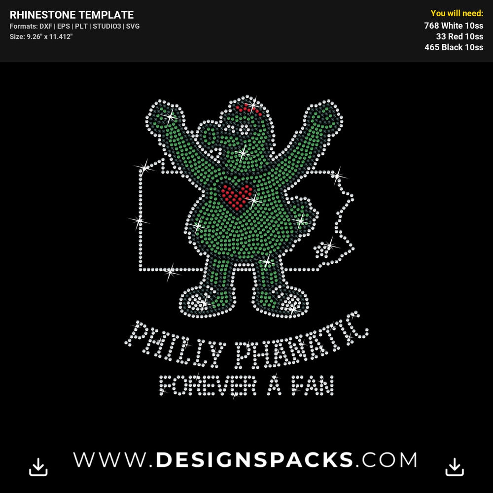 Philly Phanatic Mascot Rhinestone Digital Template