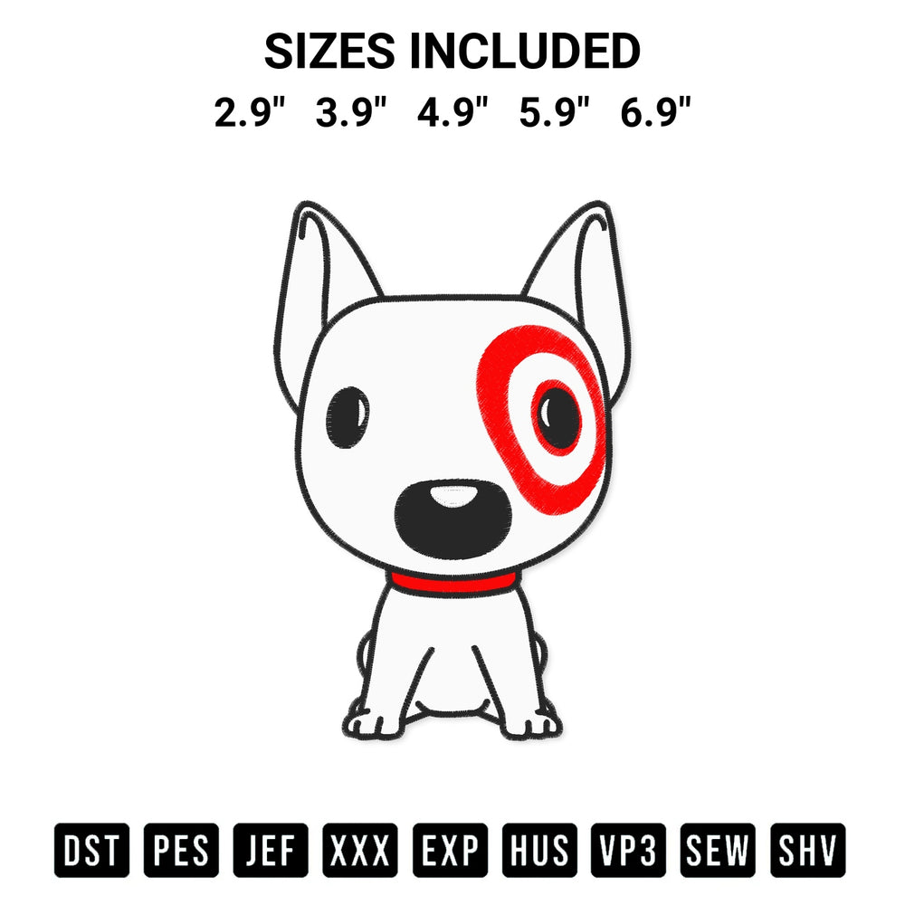 Elevate your next project with our Bullseye Target Dog Embroidery Design embroidery file. Shop high-quality digital patterns instantly at Designspacks.com. Available sizes: 2.9", 3.9", 4.9", 5.9", 6.9".