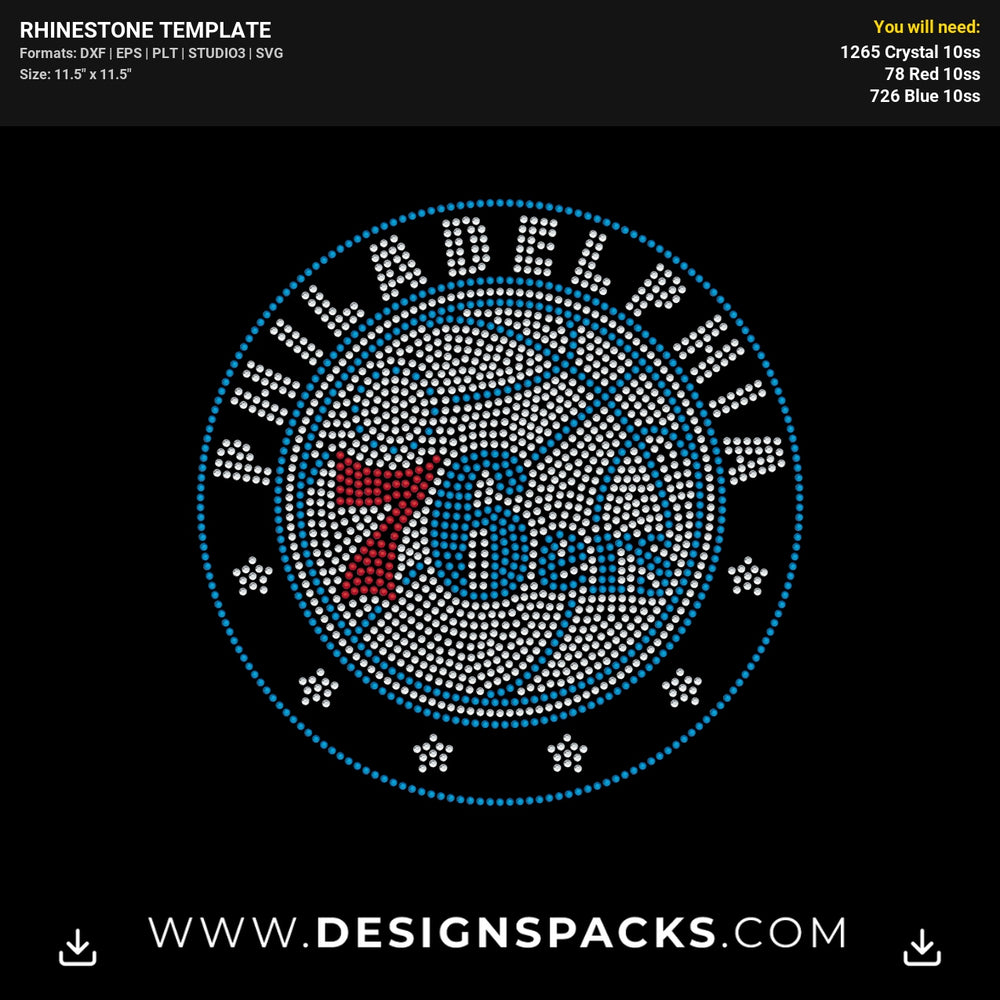 Philadelphia 76Ers Logo Rhinestone Digital Template