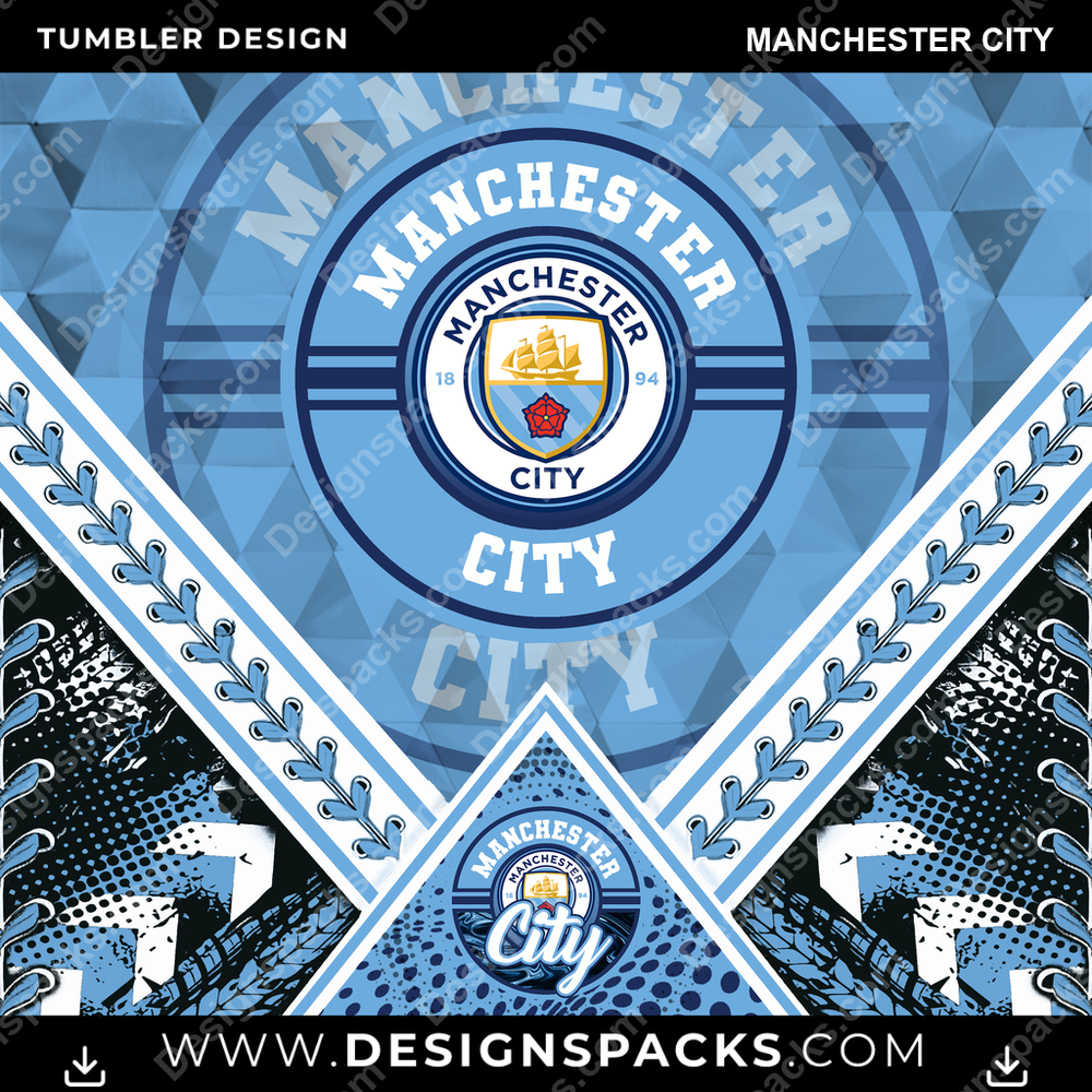 Soccer UK Diamond Manchester City Tumbler Digital Wrap Design