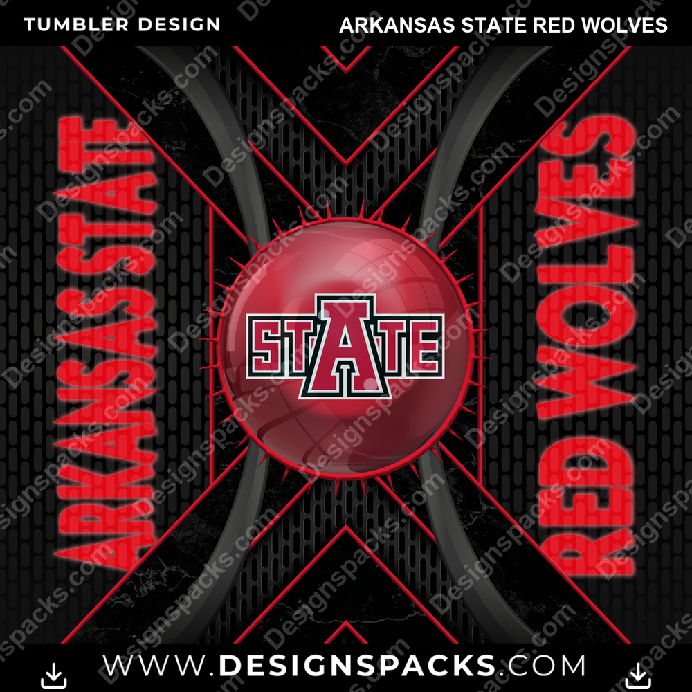 College Sport Metal Grating Arkansas State Red Wolves NCAA College Sport Tumbler Digital Wrap Design Download
