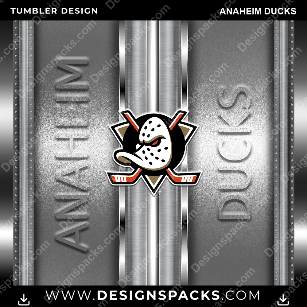 Ice Hockey Metallic Anaheim Ducks Tumbler Digital Wrap Design